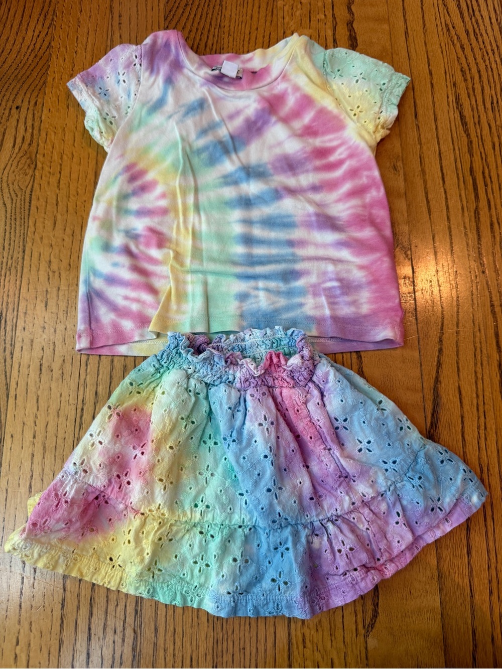 Kids Tie-Dye Pastel Skirt - Rainbow Eyelet Cotton splendid 18-24m set